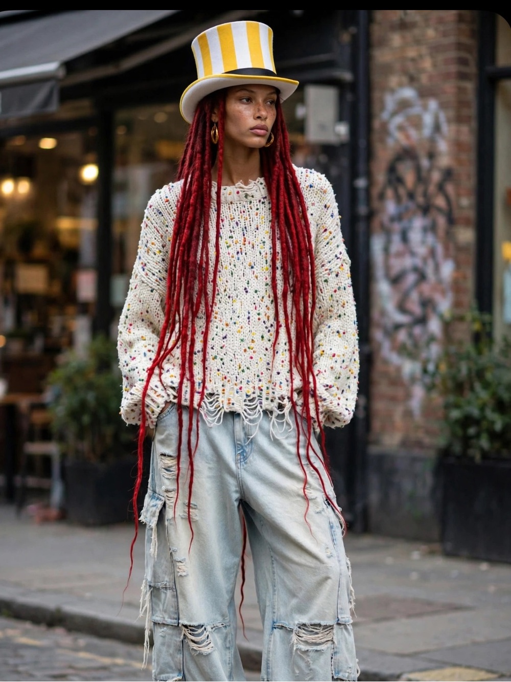 Pol distressed confetti sweater